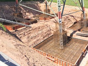 Formwork for four stepped single foundations