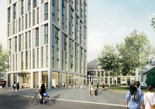 Visualisation of the hotel construction, seen from Belchenstraße.