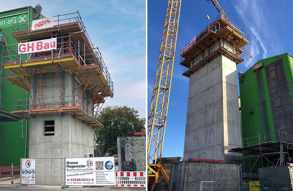 Construction of the stair and lift tower