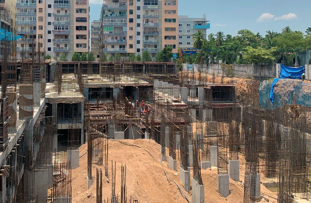 Construction site of the Orange Blue Bell Towers