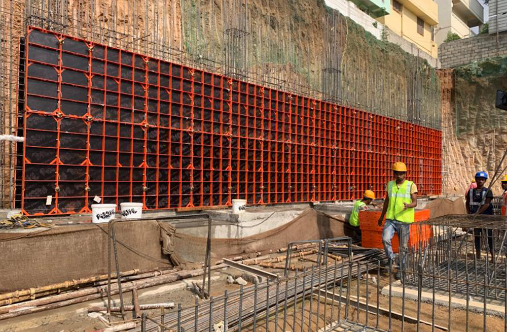Retaining walls formed with Modular formwork
