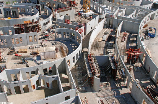 Unfinished construction site looking like a labyrinth