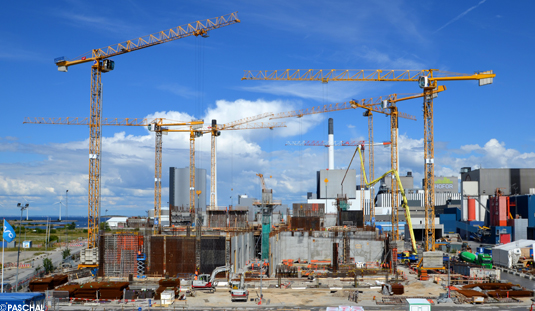 View to construction site Amager Bakke