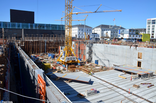 Construction site of the underwater parking garage