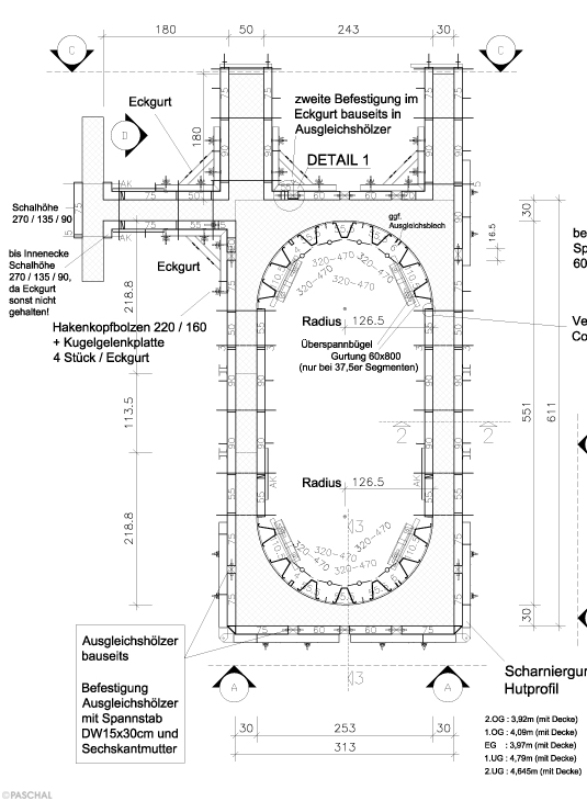Formwork planning for the construction of the staircase