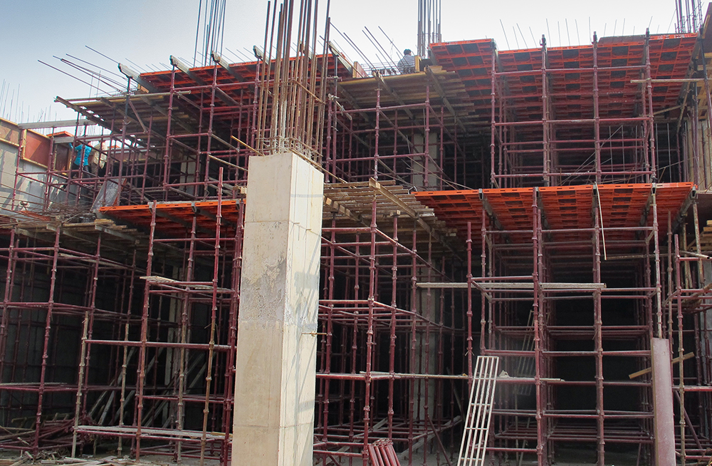 Slab formwork used at construction site 
